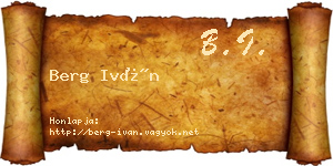 Berg Iván névjegykártya